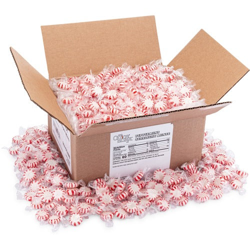 Office Snax Hard Candy, Peppermint, 5 lb Bag, Red/White