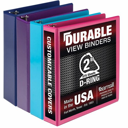 Samsill Binder,View,D-Ring,Poly,No Rivets,2"Cap,4/PK,Letter,AST