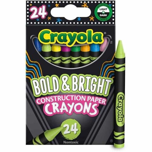 Crayola Crayons,f/Craft Paper,24 Bold/Bright Colors,24/PK,AST