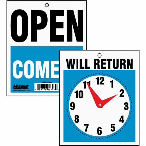 Headline Signs Sign, "Will Return", w/Clock Hands, 2-Sided, 7-1/2"x9"-HDS9382