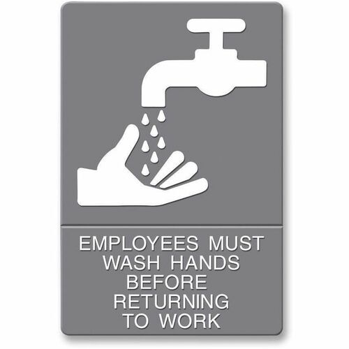 Headline Signs Sign, ADA, "Wash Hands", Adhesive, 6"x9", White/Gray-HDS4726