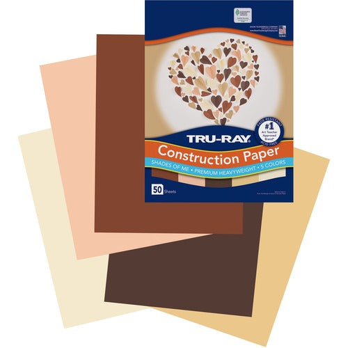 Pacon Construction Paper, 76 lb, 9"x12", 50/PK, AST Skin Tones