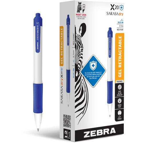 Zebra Gel Pens,Retractable,RapidDryInk,Antimicrobial,0.7mm,BE