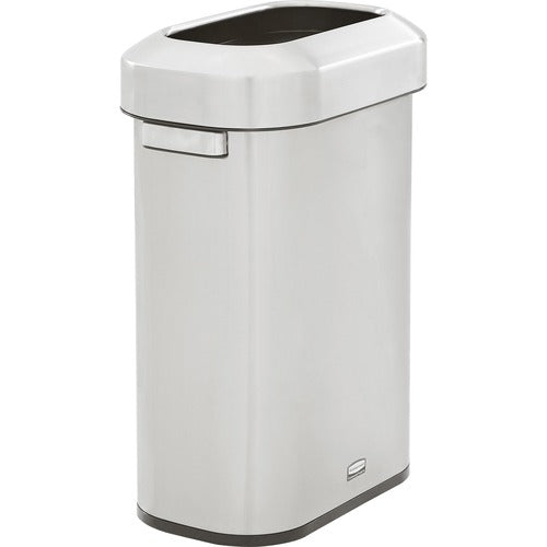 Rubbermaid Commercial Products Trash Can,Oval,Slim,Stlss Steel,15Gal,11.3"x18.2"x25.6",SR
