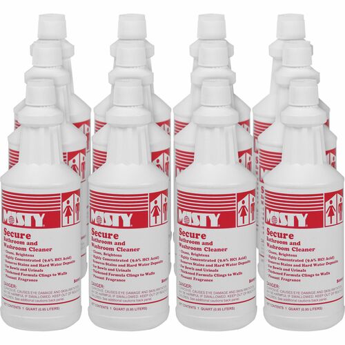 Amrep,Inc. Secure Bathroom/Washroom Clnr, 1Qt, 12/CT, Clear