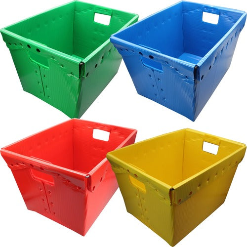 Flipside Products Storage Bin,Plastic,WireRim,13-1/4"x18-1/4"x11-3/5",4/PK,AST-FLP40192