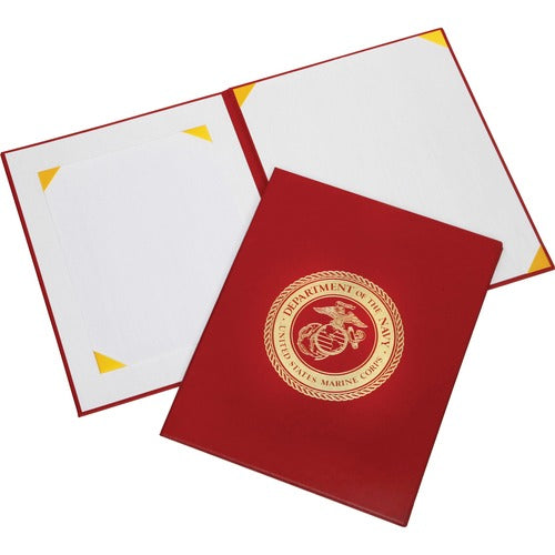 SKILCRAFT Military Binder,f/Certificate,USMC Seal,11-1/2"x14-1/2",RD