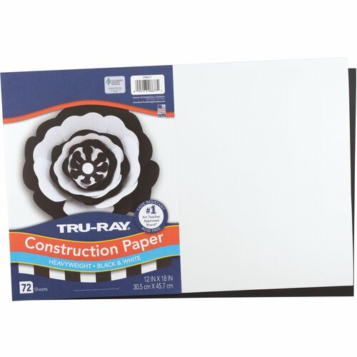Pacon Construction Paper, Heavyweight, 12"x18", 72/PK, Black/White