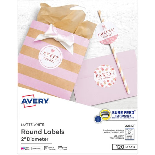 Avery Labels,Round,SureFeed,EasyPeel,Inkjet&Laser,2",120/PK,MTEWE