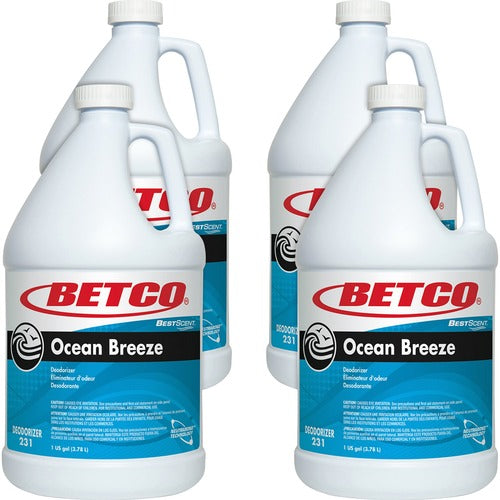 Betco Corporation Deodorizer,Conc Liquid,Ocean Breeze,1 Gal,4/CT,Turquoise