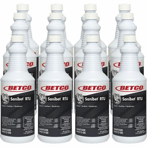 Betco Corporation Cleaner/Sanitizer/Deodorizer, RTU, Sanibet, 32oz, 12/CT, YW