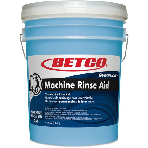 Betco Corporation Rinse Aid,f/Dishwashing Machines,Conc,5 Gal Pail, Blue