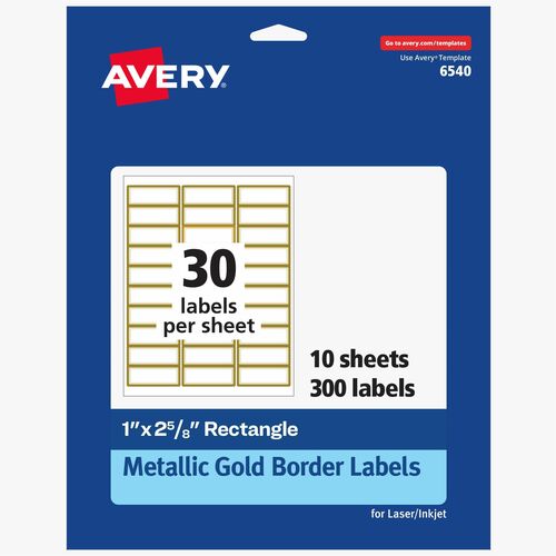 Avery Labels,Address,w/Gold Borders,2-5/8"x1",300/PK,Matte WE