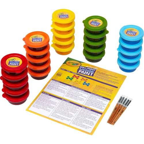 Crayola Paint Kit, Semi-Solid Paints, 5 Brushes, 25/PK, Multi