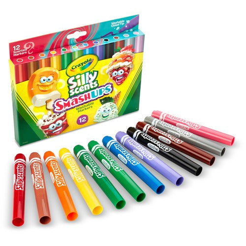 Crayola Markers,Silly Scents Smash Ups,Wedge,Washable,12/PK,AST