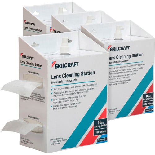 SKILCRAFT Lens Cleaner,Disposable,16oz Bottles,1120Wipes/BX,4/BX