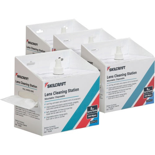 SKILCRAFT Lens Cleaner,Disposable,8oz Bottles,560Wipes/BX,4/BX