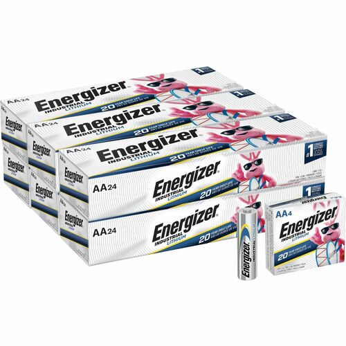 Eveready Battery Co Inc Batteries,Lithium,Industrial,AA,4/PK,6PK/BX,6BX/CT,Silver-EVELN91CT