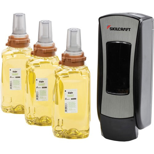 SKILCRAFT Hand/Hair Wash Kit,1250mL,1 Dispenser/3 Refills,4/Kit,GN