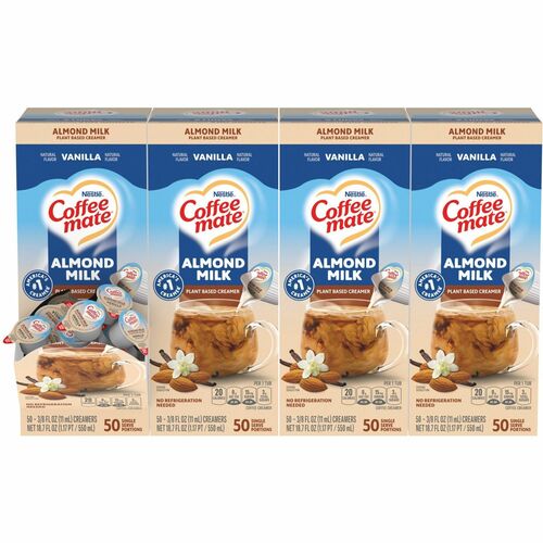 Nestle USA Creamer,Singles,Almond Milk/Vanilla,0.375oz,50/BX,4BX/CT,MI