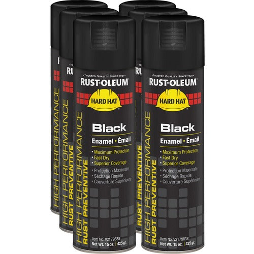 Rust-Oleum Spray Paint,CorrosionProtection,15 oz,6/CT,BK