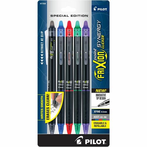 Pilot Pens,Gel,Erasable,Retractable,Extra Fine,0.5mm,5/PK,AST