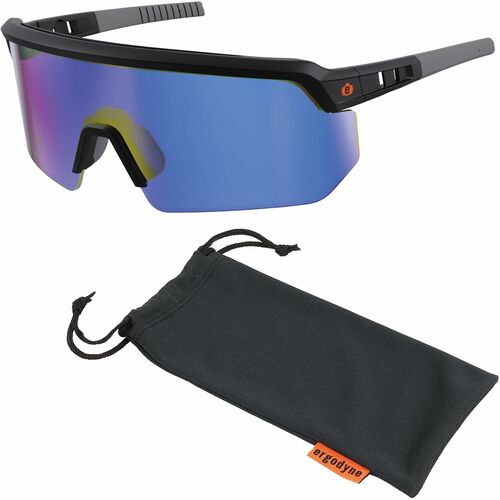 Ergodyne Safety Glasses,Impact Resistant,Blue Mirror Lens,Black Frame-EGO55007