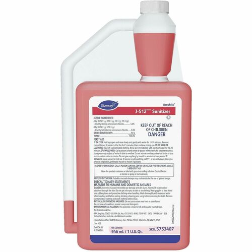 Diversey Care Sanitizer,FoodContact,Nonporous,NoRnse,946mL/AccuMix,6/CT,RD-DVO5753407