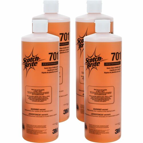3M Cleaner, f/Griddles,Liquid,1 Quart Bottle,4/CT, Orange