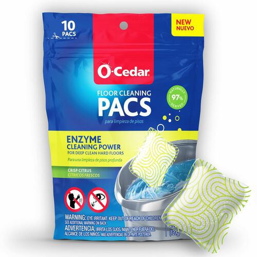 O-Cedar Floor Cleaner,PACS,Concentrated,Crisp Citrus,10/PK,MI-FHP172400