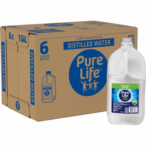 Nestle Waters North America Water,Distilled,Pure Life,Side Handle,1 Gallon,6/CT,Clear