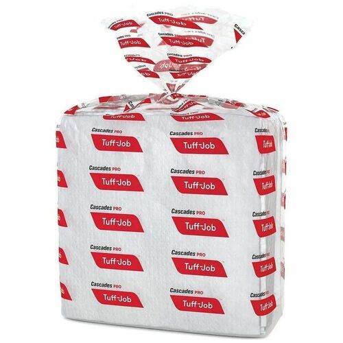 Cascades Wipers,Medium Weight,1/4 Fold,Poly Bag,12"x13",16/CT,White