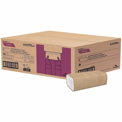 Cascades PaperTowels,Multifold,1Ply,Recycld,9"x3.166",250/PK,16/CT,WE