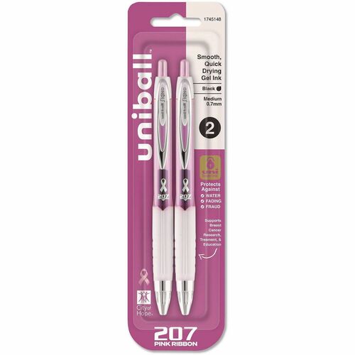 uni-ball Corporation Gel Pens,SuperInk,0.7mm,2/PK,Pink Barrel/Black Ink