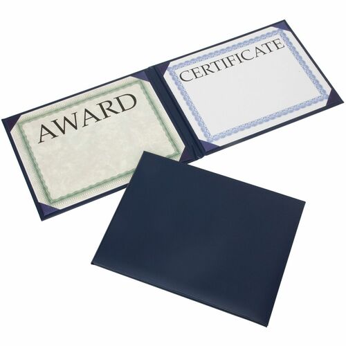SKILCRAFT Binder,f/Certificate,Padded,No Seal,11-5/8"x9-1/8",Blue
