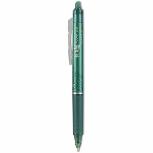 Pilot FriXion Clicker Erasable Gel Pen, Retractable, Fine 0.7 mm, Green Ink, Green Barrel, Dozen