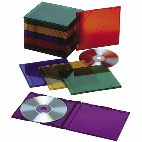 SKILCRAFT Slim CD/DVD Cases, Plastic, 25/PK, AST Colors