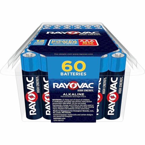 Rayovac Corporation Batteries,Alkaline,AAA,f/High-UseDevices,60/PK,8/CT,Blue