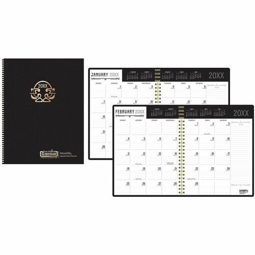 House Of Doolittle Planner,Monthly,14 Month,December-January,8-1/2"x11",Black-HOD29102