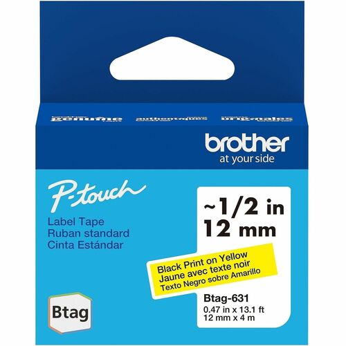 Brother Label Tape,Btag,0.47"x13.1',BlackonYellow