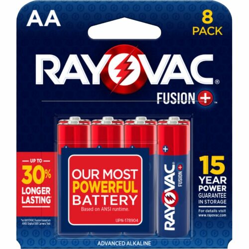 Rayovac Corporation Batteries,AA,Alkaline,Fusion,8/PK,Blue/Red