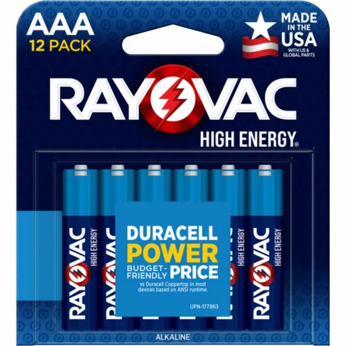 Rayovac Corporation Batteries,AAA,Alkaline,High Energy,12/PK,Blue