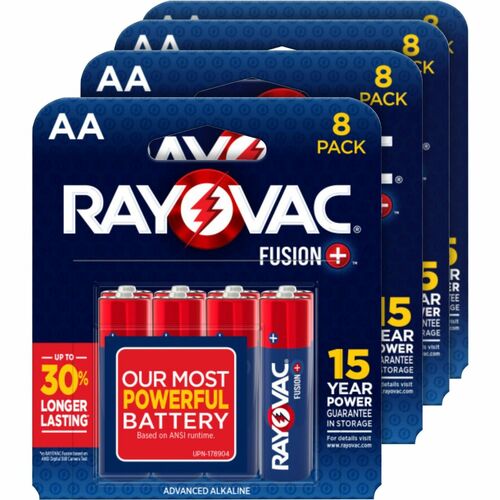 Rayovac Corporation Batteries,AA,Alkaline,Fusion,8/PK,24BX/CT,Blue/Red