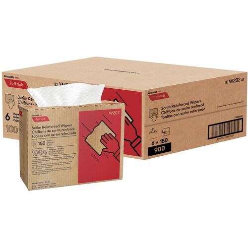 Cascades Wipers,Interfold,4Ply,Med-Duty,ScrimReinforcd,150/BX,6/CT,WE