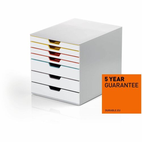 Durable Office Products Organizer,7-Drawer,Stackable,No-Slip,11.5"Wx14"Dx11"H,White
