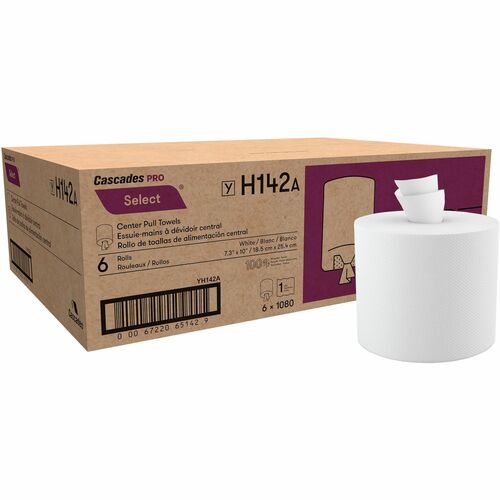 Cascades Paper Towels,Centerpull,Recycled,1-Ply,1080 SH/RL,6RL/CT,WE