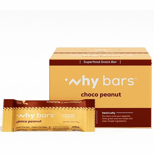 Why Bars Protein Bar,Gluten-Free,Vegan,Choco Peanut,2.04oz,12/PK
