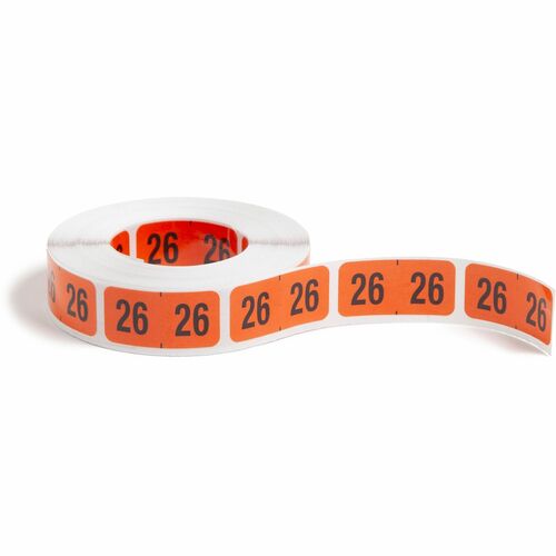 Smead Year Labels, 2026, Color-Coded, 1-1/2"x3/4", 500/RL, Orange
