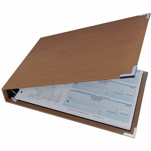 Davis Group of Companies Corp Binder,f/Checks,7Ring,600Cap,w/Pouch&Pckt,14.5"x9.75"x2",Tan