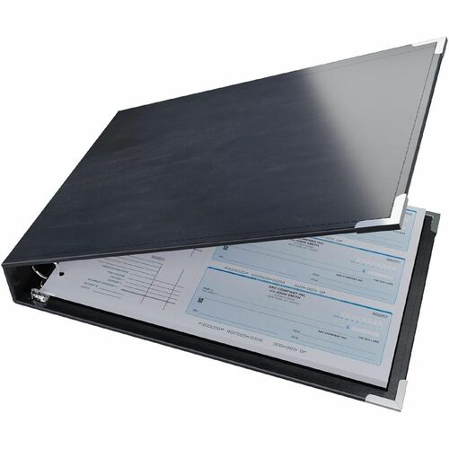 Davis Group of Companies Corp Binder,f/Checks,7Ring,600Cap,w/Pouch&Pockt,14.5"x9.75"x2",BK